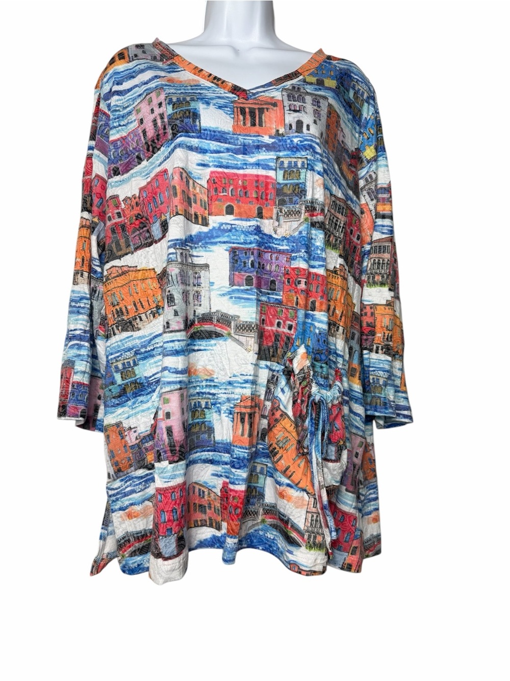 Ali Miles Art to Wear Lagenlook Relaxed Tunic Graphics Multicolored Size 1X - Picture 2 of 8